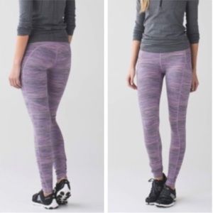 LULULEMON SPEED TIGHT PURPLE RUCHING LEGGING